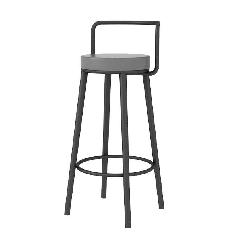 Glam Style Armless Counter Stool Faux Leather Round Bar Stool