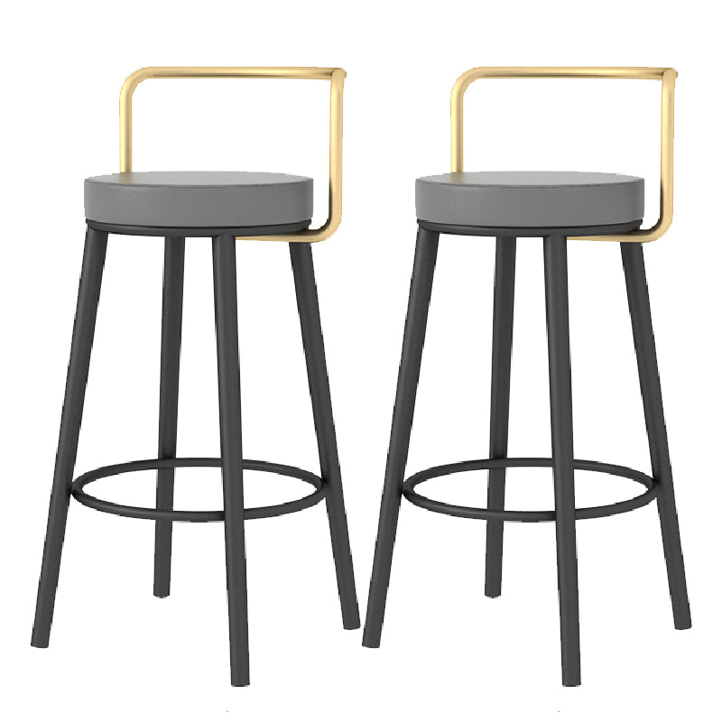 Glam Style Armless Counter Stool Faux Leather Round Bar Stool