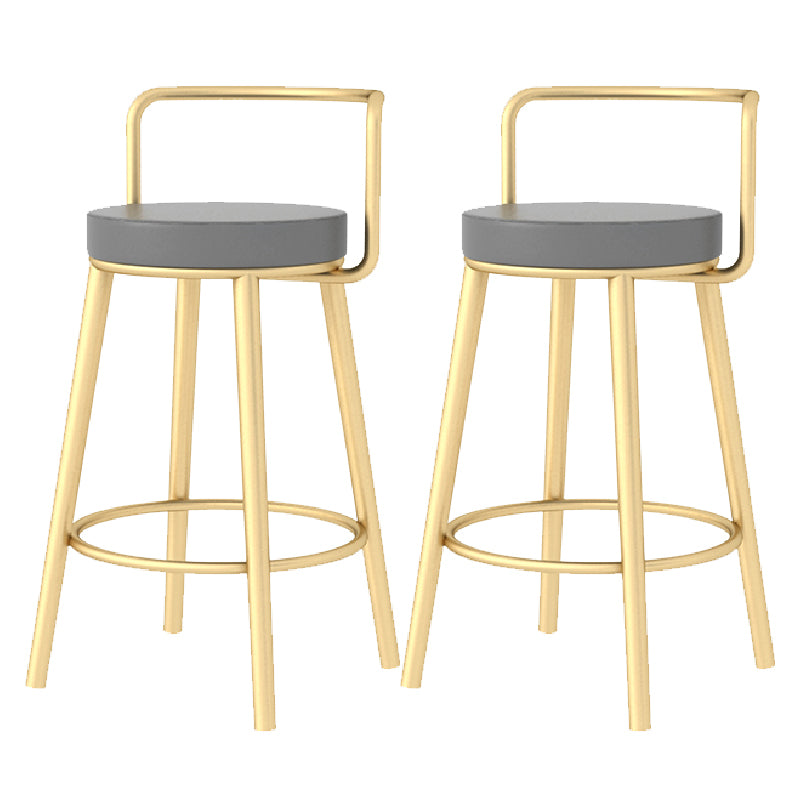 Glam Style Armless Counter Stool Faux Leather Round Bar Stool