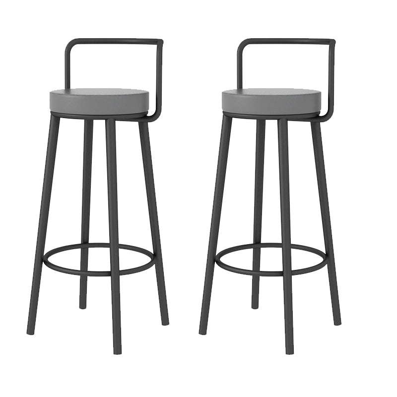 Glam Style Armless Counter Stool Faux Leather Round Bar Stool
