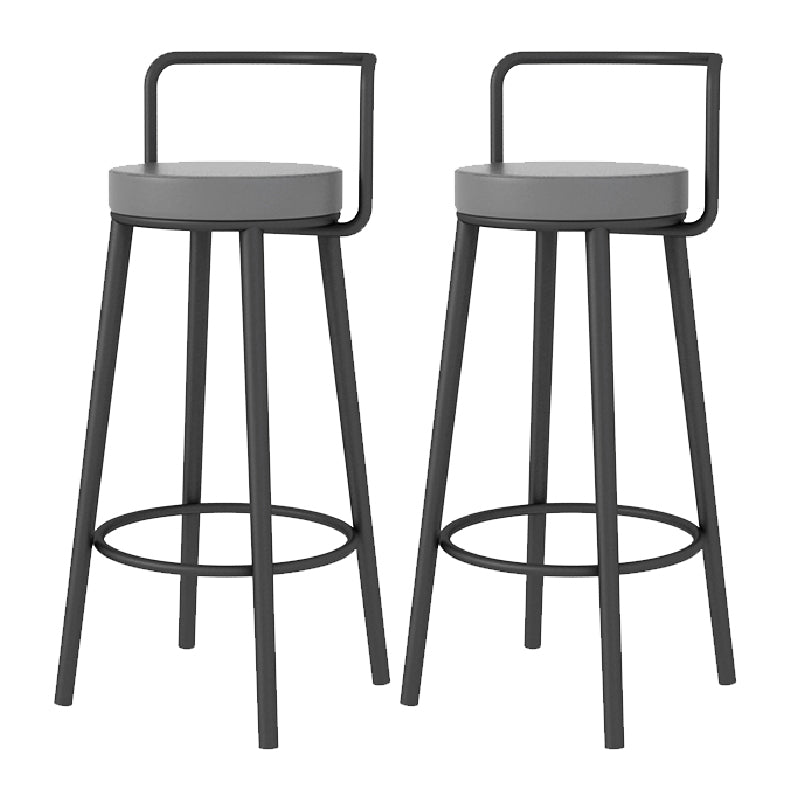 Glam Style Armless Counter Stool Faux Leather Round Bar Stool