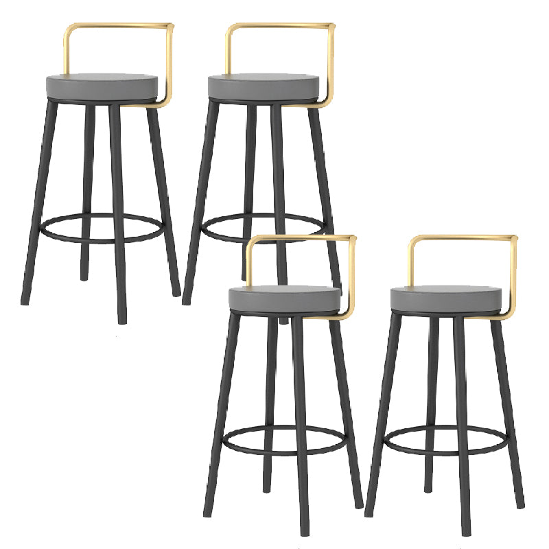 Glam Style Armless Counter Stool Faux Leather Round Bar Stool