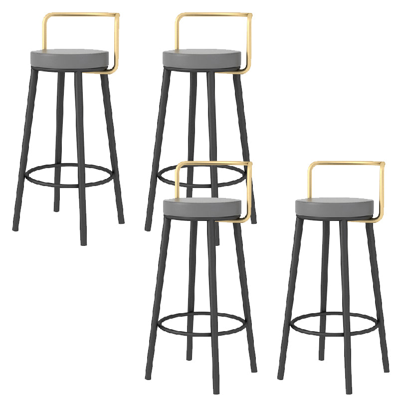 Glam Style Armless Counter Stool Faux Leather Round Bar Stool