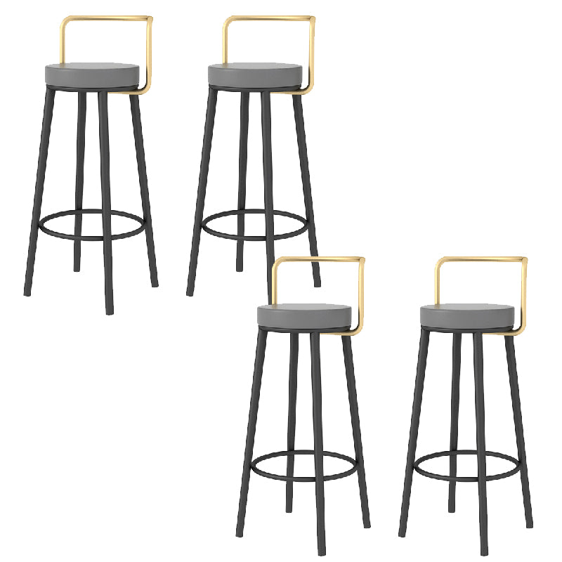 Glam Style Armless Counter Stool Faux Leather Round Bar Stool