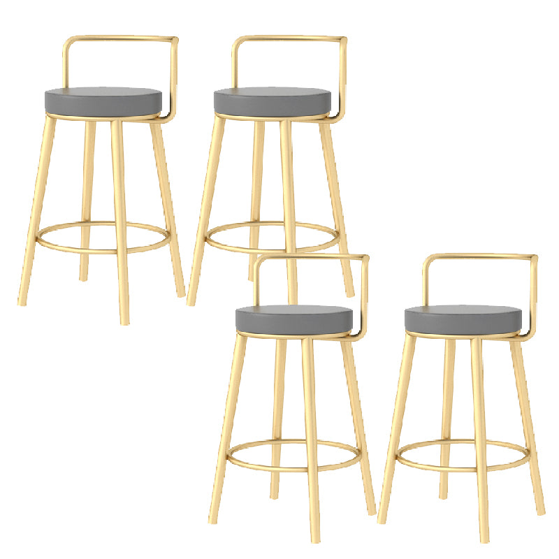 Glam Style Armless Counter Stool Faux Leather Round Bar Stool
