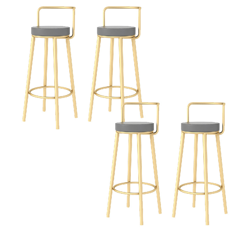 Glam Style Armless Counter Stool Faux Leather Round Bar Stool