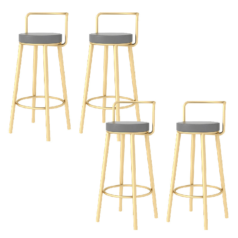 Glam Style Armless Counter Stool Faux Leather Round Bar Stool