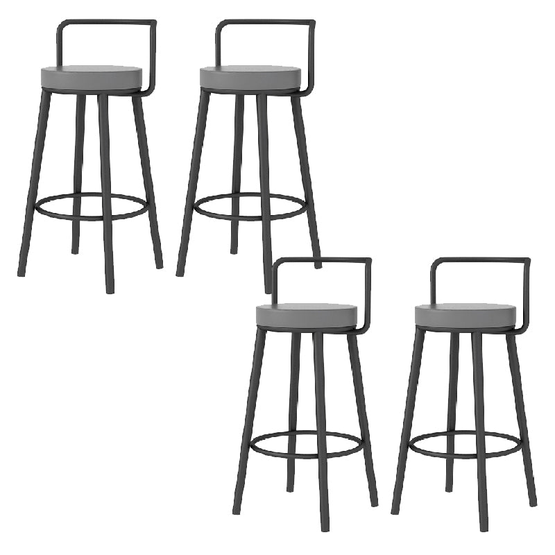 Glam Style Armless Counter Stool Faux Leather Round Bar Stool
