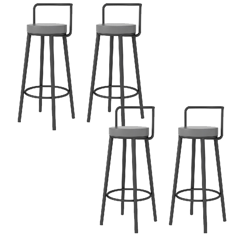 Glam Style Armless Counter Stool Faux Leather Round Bar Stool