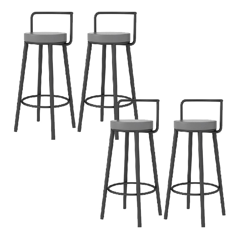 Glam Style Armless Counter Stool Faux Leather Round Bar Stool