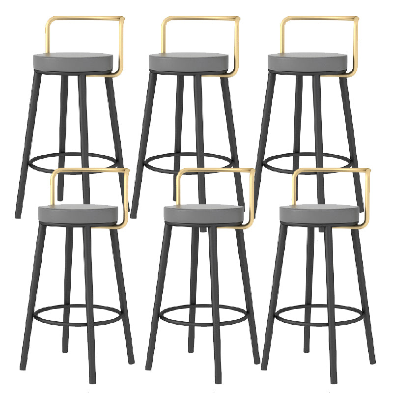 Glam Style Armless Counter Stool Faux Leather Round Bar Stool