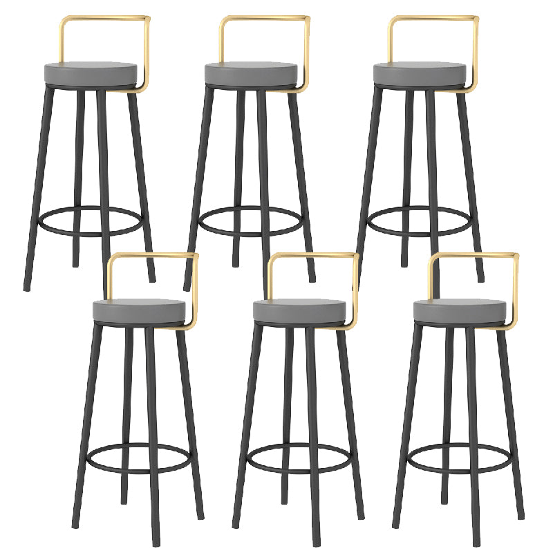 Glam Style Armless Counter Stool Faux Leather Round Bar Stool