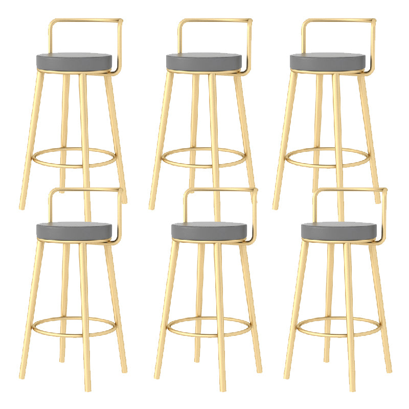 Glam Style Armless Counter Stool Faux Leather Round Bar Stool