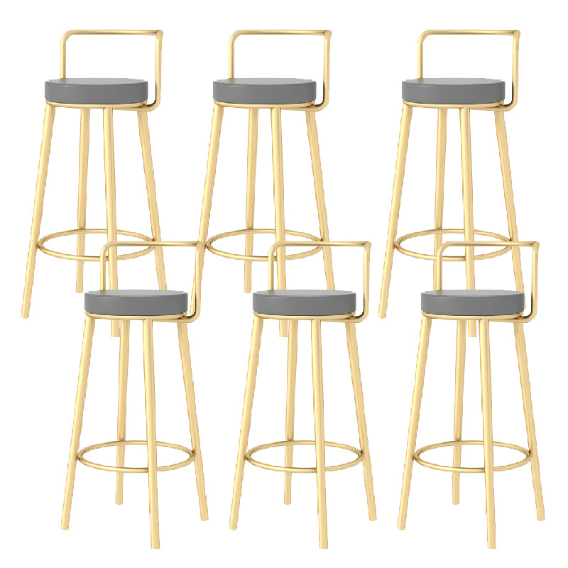 Glam Style Armless Counter Stool Faux Leather Round Bar Stool