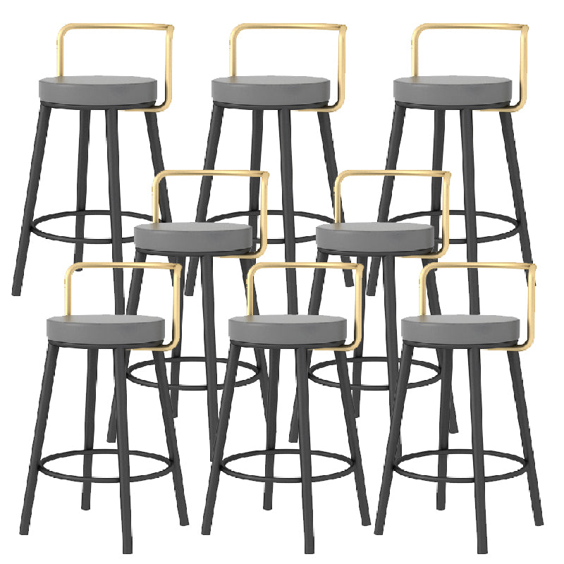 Glam Style Armless Counter Stool Faux Leather Round Bar Stool