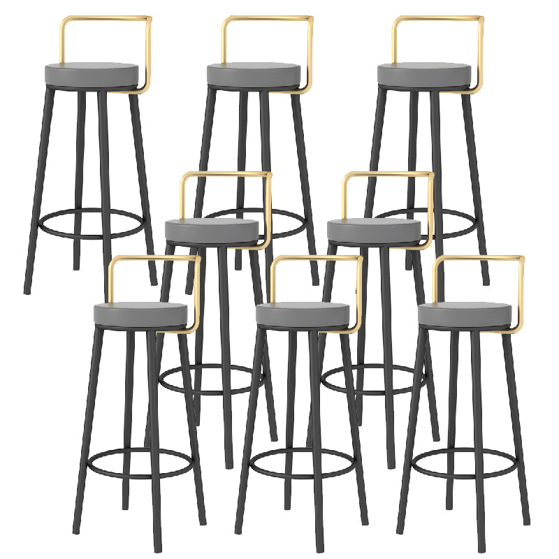 Glam Style Armless Counter Stool Faux Leather Round Bar Stool