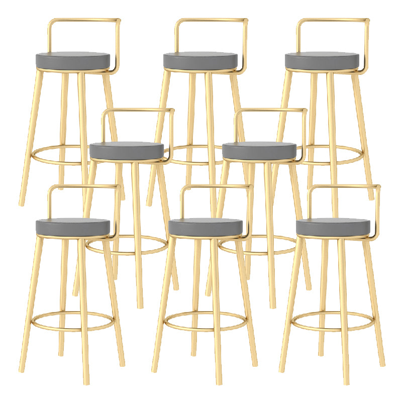 Glam Style Armless Counter Stool Faux Leather Round Bar Stool