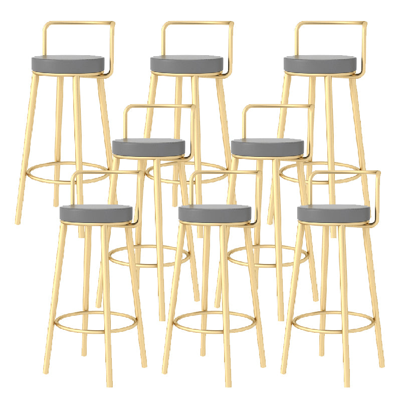 Glam Style Armless Counter Stool Faux Leather Round Bar Stool