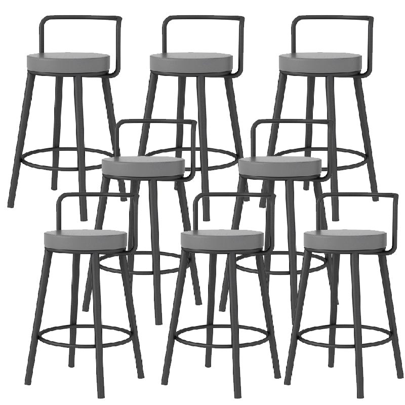 Glam Style Armless Counter Stool Faux Leather Round Bar Stool
