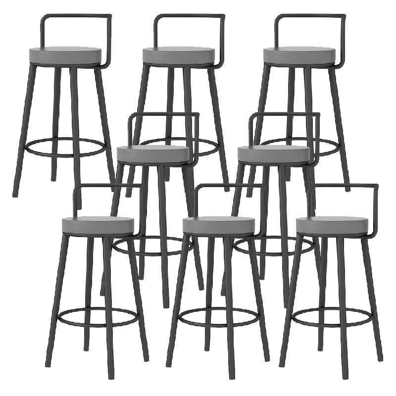 Glam Style Armless Counter Stool Faux Leather Round Bar Stool