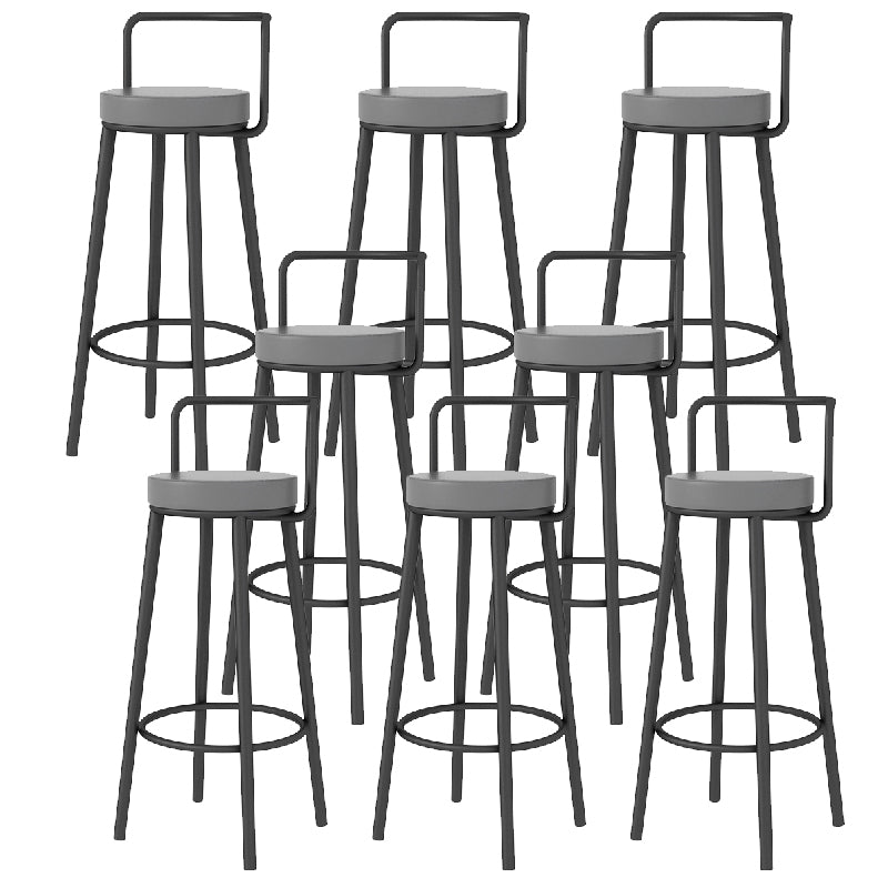 Glam Style Armless Counter Stool Faux Leather Round Bar Stool