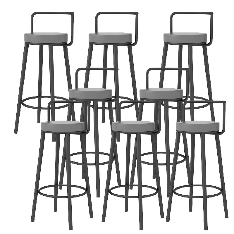Glam Style Armless Counter Stool Faux Leather Round Bar Stool