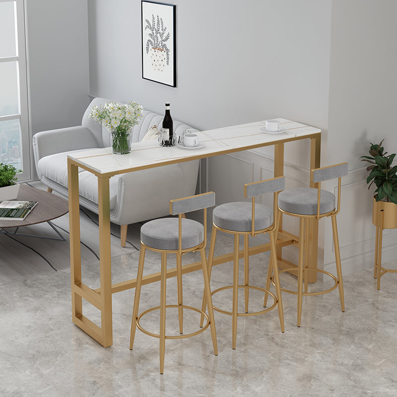 Glam Upholstered Counter Stool Bar-height Low Back Bar Stool with Metal Base