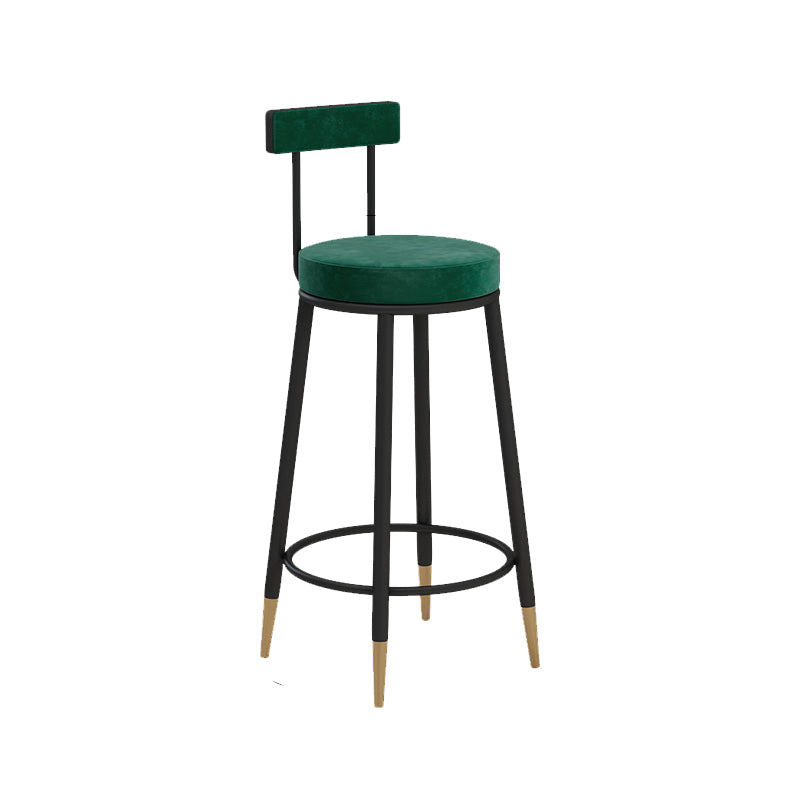 Glam Upholstered Counter Stool Bar-height Low Back Bar Stool with Metal Base