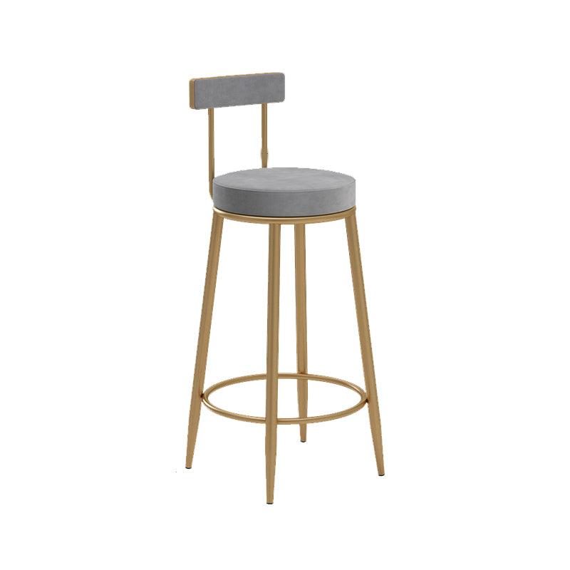 Glam Upholstered Counter Stool Bar-height Low Back Bar Stool with Metal Base