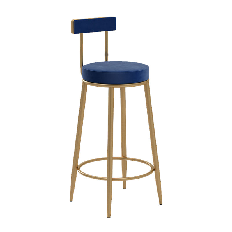 Glam Upholstered Counter Stool Bar-height Low Back Bar Stool with Metal Base