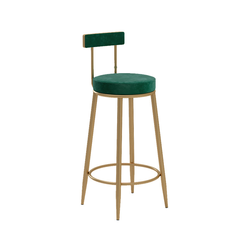 Glam Upholstered Counter Stool Bar-height Low Back Bar Stool with Metal Base