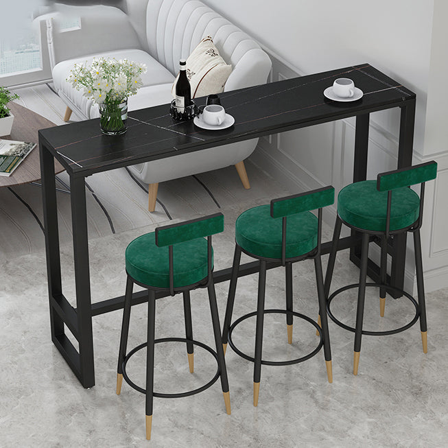 Glam Upholstered Counter Stool Bar-height Low Back Bar Stool with Metal Base