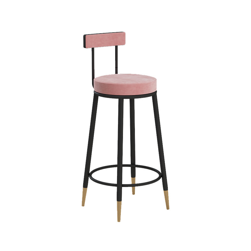 Glam Upholstered Counter Stool Bar-height Low Back Bar Stool with Metal Base