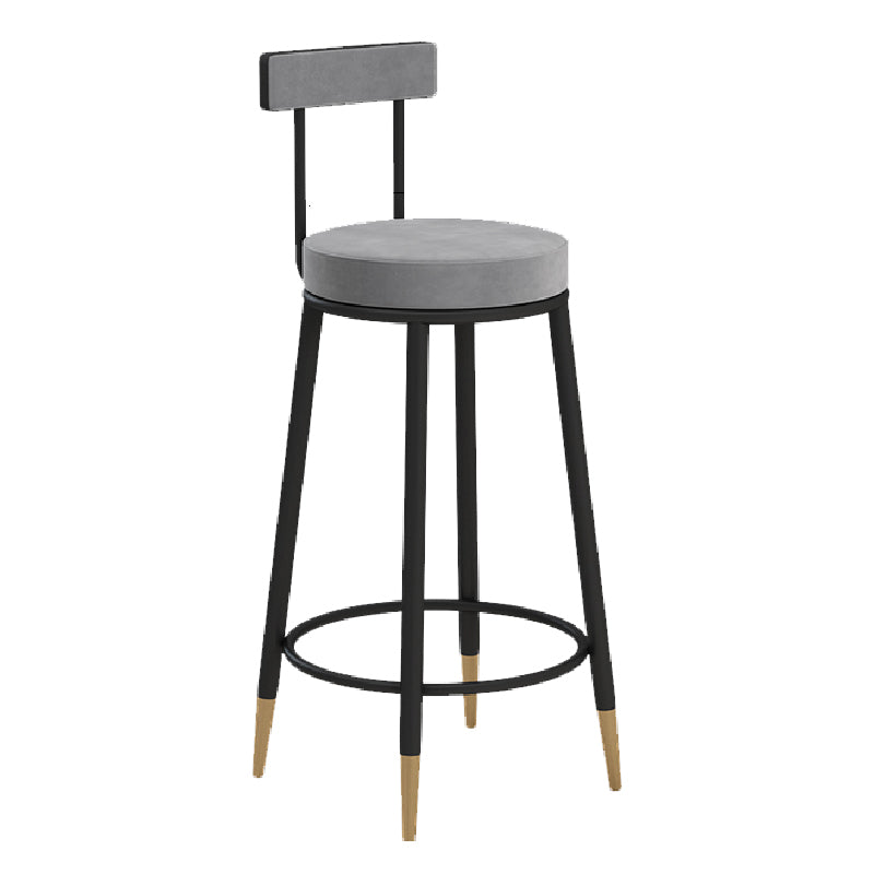 Glam Upholstered Counter Stool Bar-height Low Back Bar Stool with Metal Base