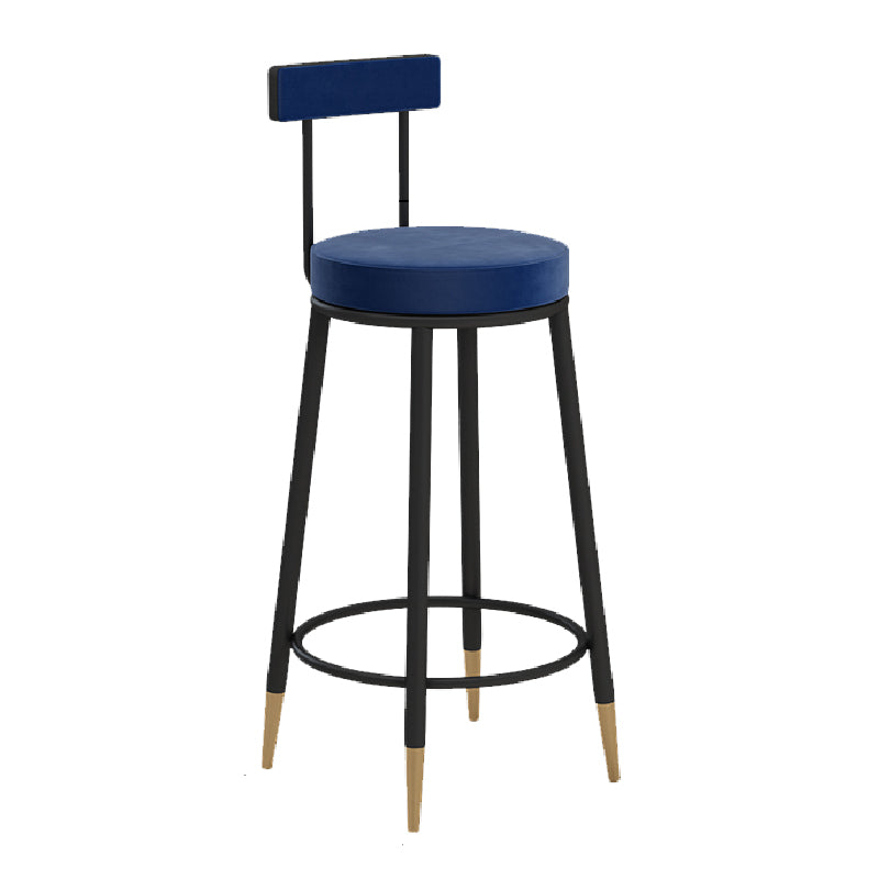 Glam Upholstered Counter Stool Bar-height Low Back Bar Stool with Metal Base