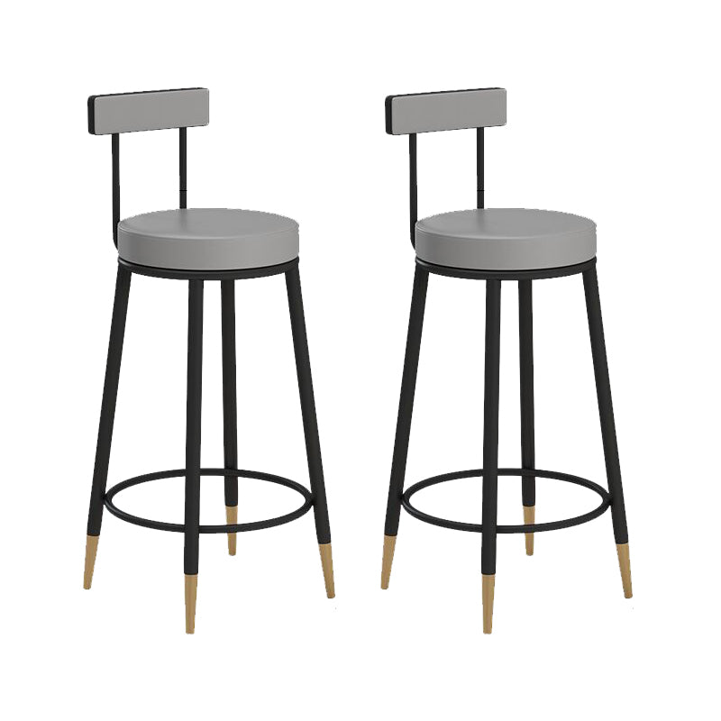 Glam Upholstered Counter Stool Bar-height Low Back Bar Stool with Metal Base