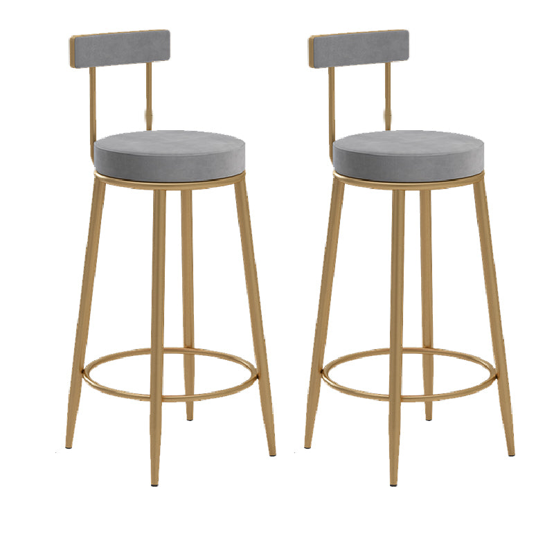 Glam Upholstered Counter Stool Bar-height Low Back Bar Stool with Metal Base