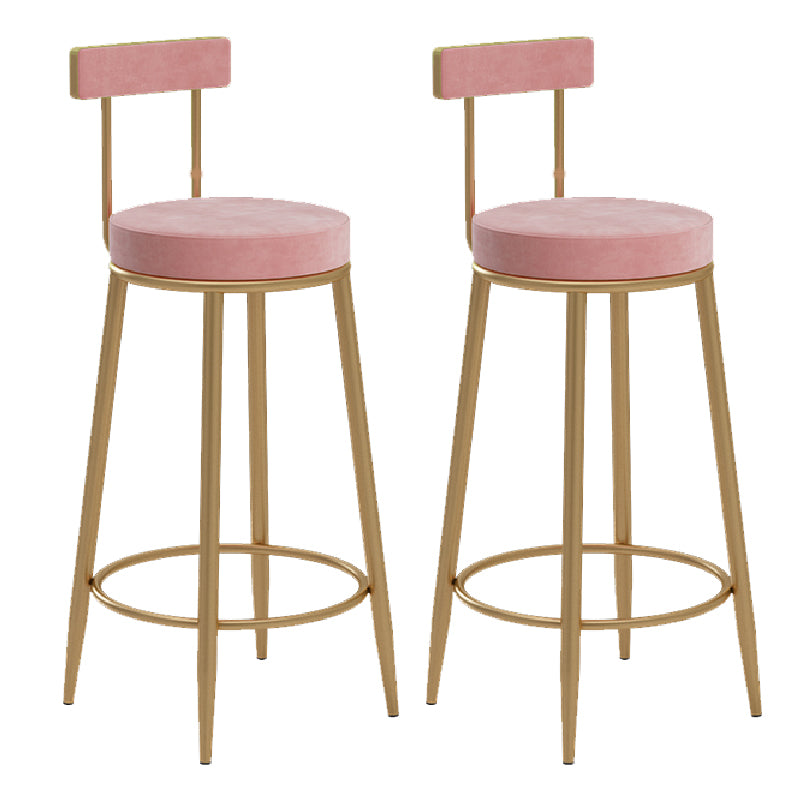 Glam Upholstered Counter Stool Bar-height Low Back Bar Stool with Metal Base