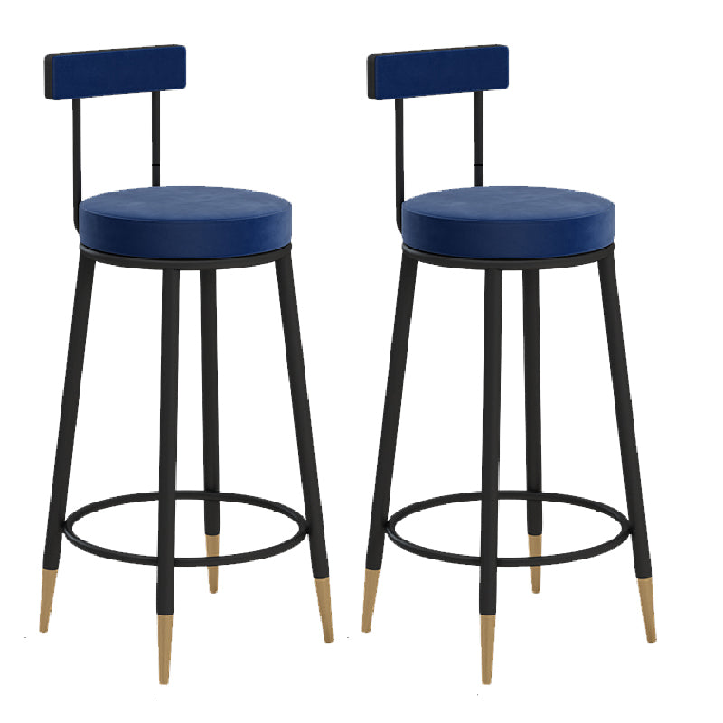 Glam Upholstered Counter Stool Bar-height Low Back Bar Stool with Metal Base