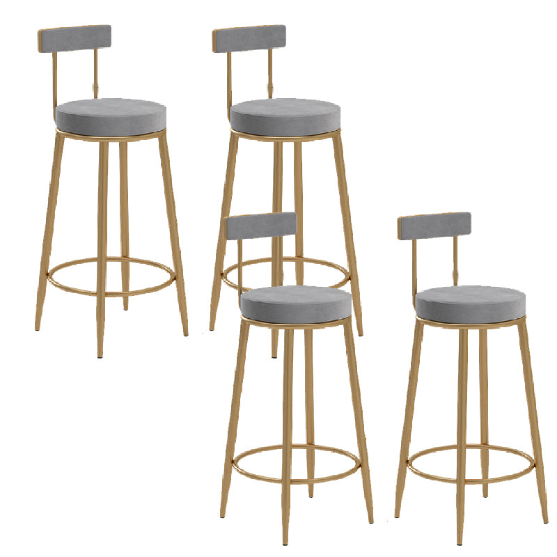 Glam Upholstered Counter Stool Bar-height Low Back Bar Stool with Metal Base