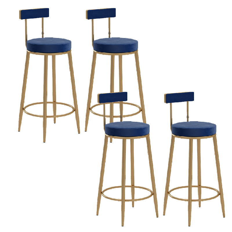 Glam Upholstered Counter Stool Bar-height Low Back Bar Stool with Metal Base
