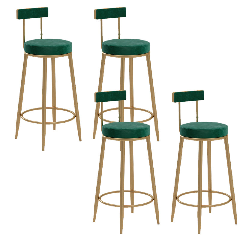 Glam Upholstered Counter Stool Bar-height Low Back Bar Stool with Metal Base