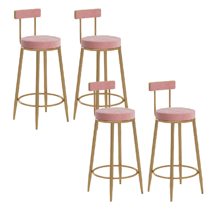 Glam Upholstered Counter Stool Bar-height Low Back Bar Stool with Metal Base