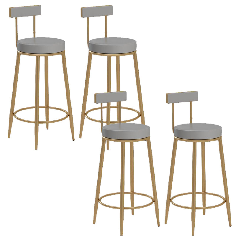 Glam Upholstered Counter Stool Bar-height Low Back Bar Stool with Metal Base