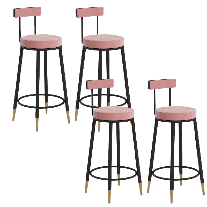 Glam Upholstered Counter Stool Bar-height Low Back Bar Stool with Metal Base