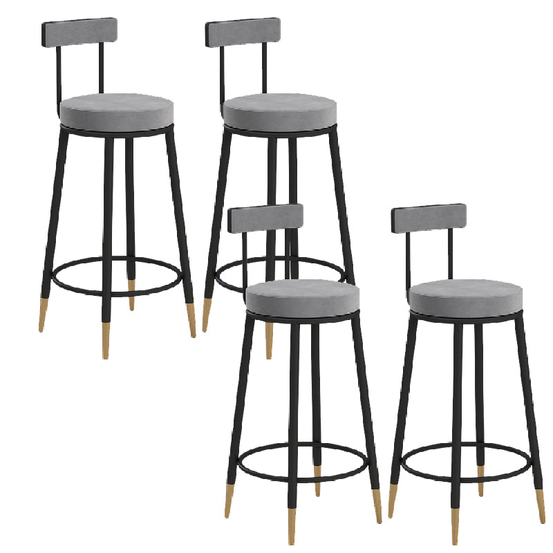 Glam Upholstered Counter Stool Bar-height Low Back Bar Stool with Metal Base