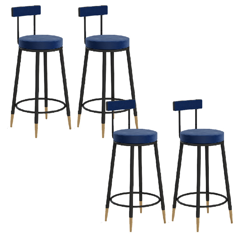 Glam Upholstered Counter Stool Bar-height Low Back Bar Stool with Metal Base
