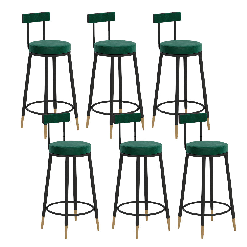 Glam Upholstered Counter Stool Bar-height Low Back Bar Stool with Metal Base