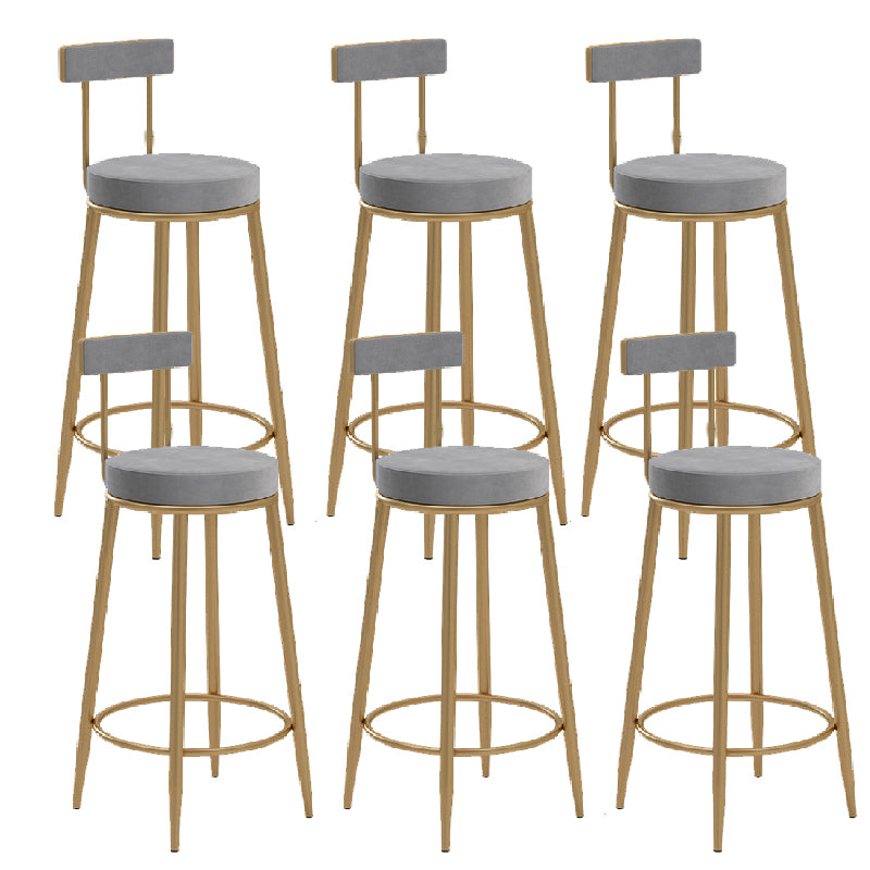 Glam Upholstered Counter Stool Bar-height Low Back Bar Stool with Metal Base