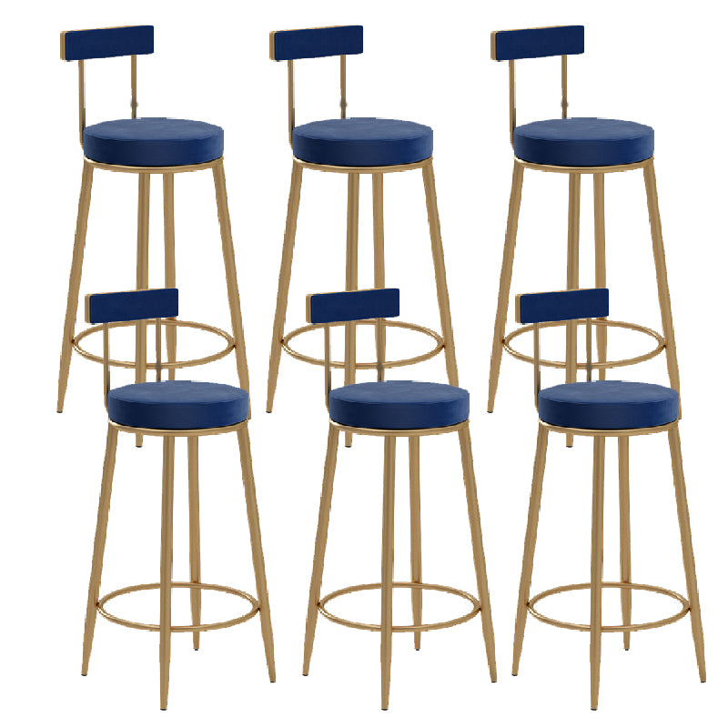 Glam Upholstered Counter Stool Bar-height Low Back Bar Stool with Metal Base
